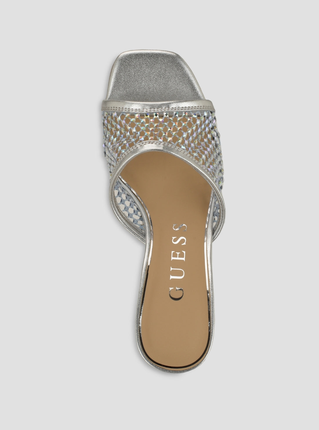 GUESS Footwear Silver Kebba Heeled Sandals KEBBA2 Top View