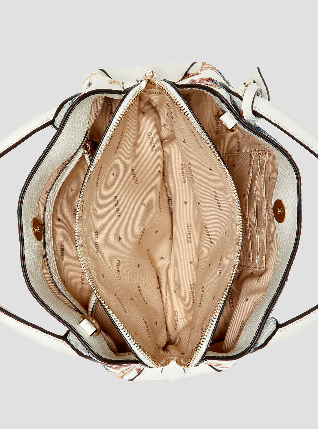 GUESS Women's Floral Zaria Girlfriend Satchel Bag KF733005 Internal View