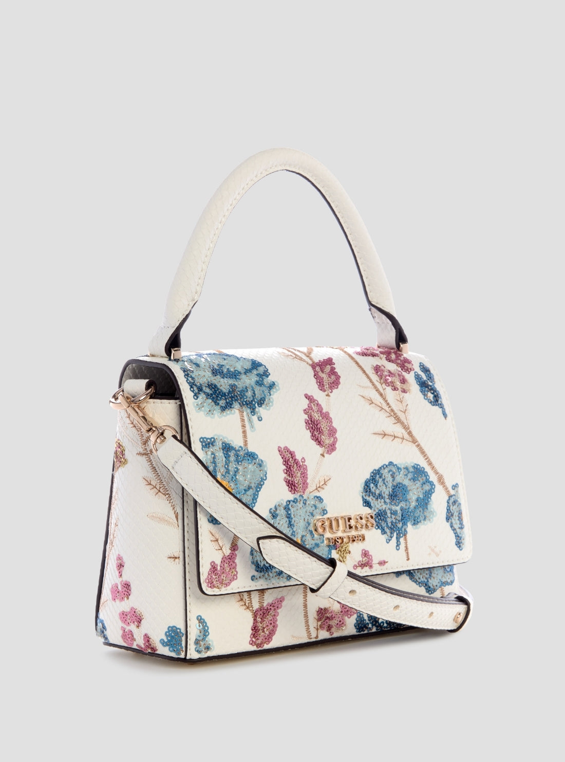 GUESS Womens Floral Zaria Mini Top Handle Bag KF733020 Front Side VIew