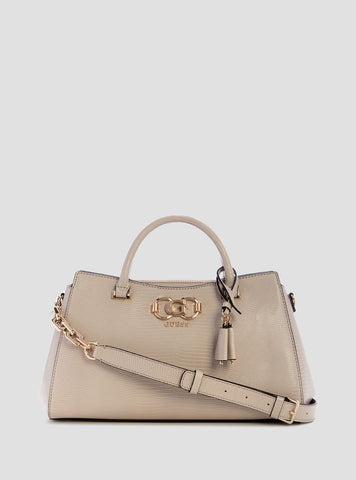 GUESS Womens Beige Salinge Luxury Satchel Bag KG962406 Front View