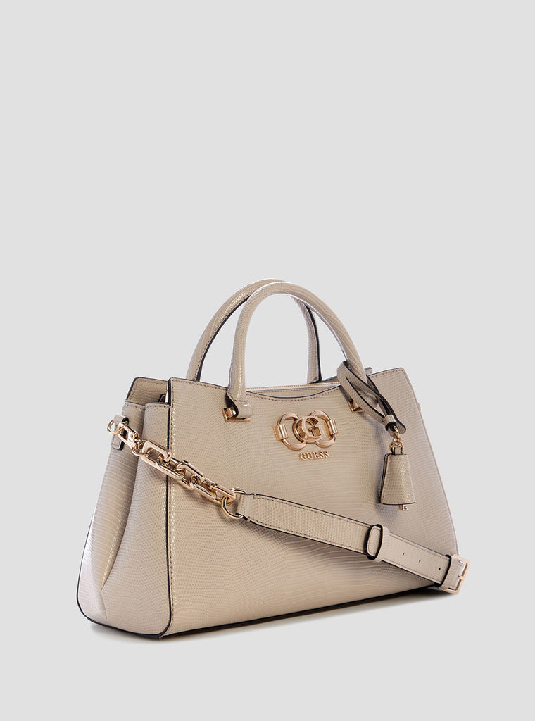 Sac à Main GUESS Salinge Luxury Satchel Noir – Élégance Serpentée Et Pratique Au Quotidien