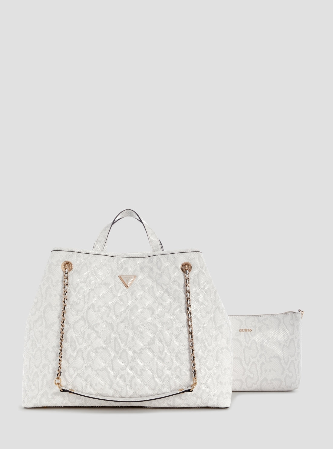 GUESS Womens Off-White Giully Large 2 In 1 Tote Bag KG967329 Front View_3