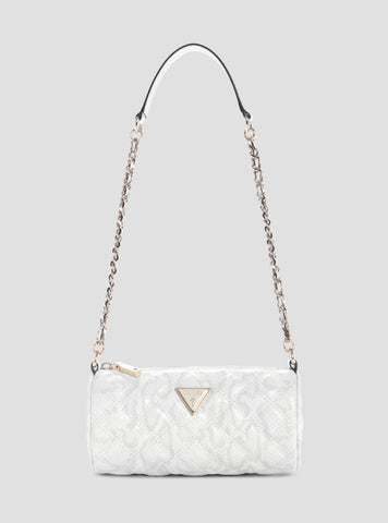 GUESS Womens Off-White Giully Mini Barrel Bag KG967372 Front View