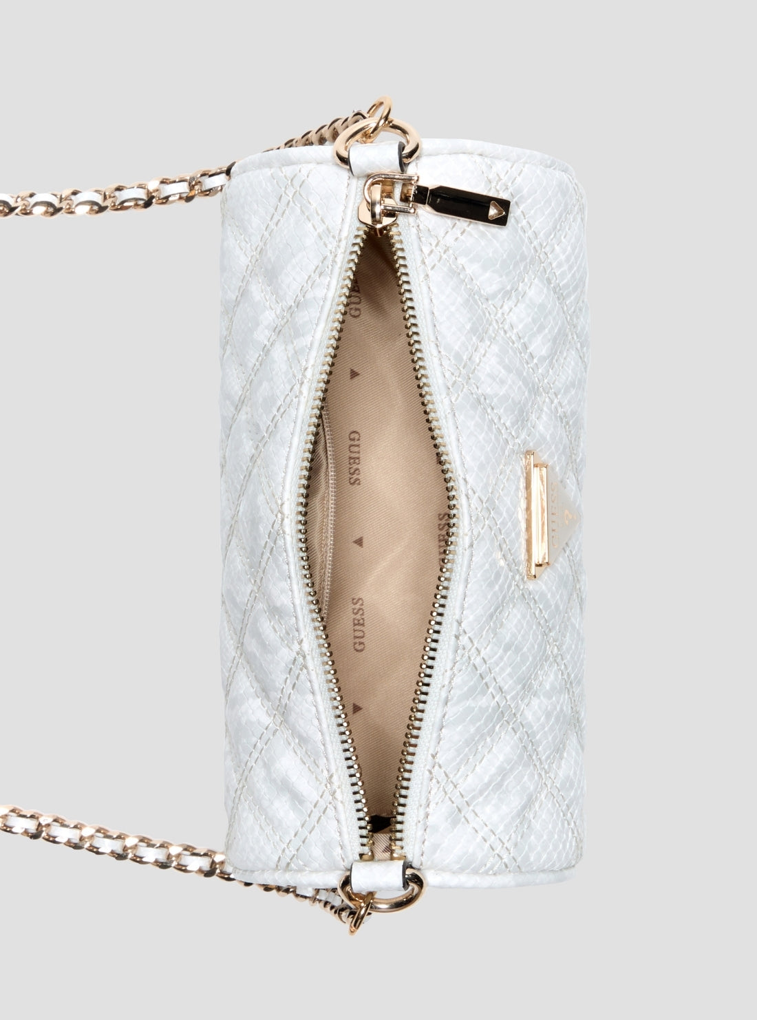GUESS Womens Off-White Giully Mini Barrel Bag KG967372 Inside View