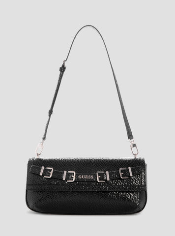 GUESS Womens Black Dovie Flap Shoulder Bag KG990919 Front View