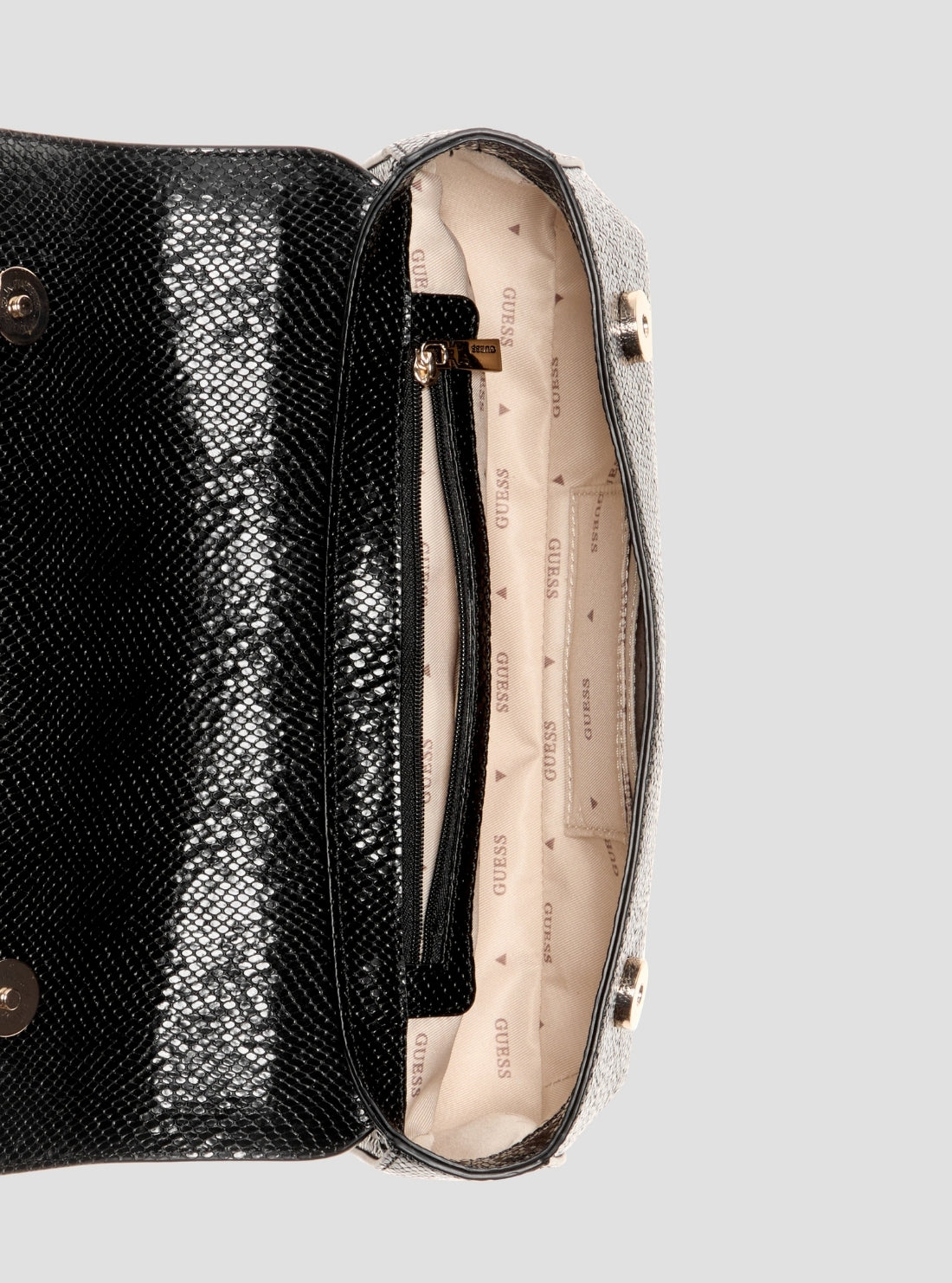 GUESS Womens Black Dovie Flap Shoulder Bag KG990919 Inside View