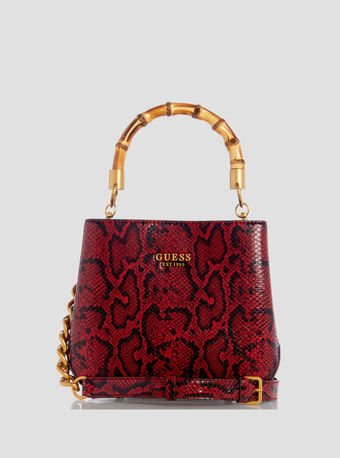 Red Snake Print Eire Bucket Bag