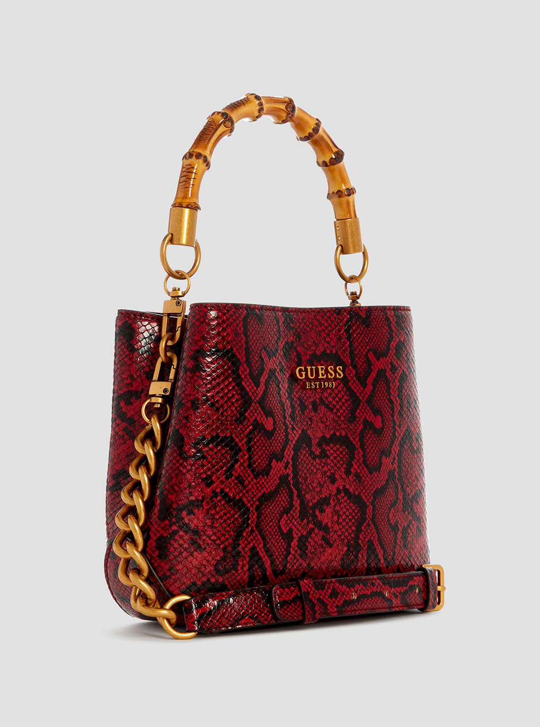 Red Snake Print Eire Bucket Bag
