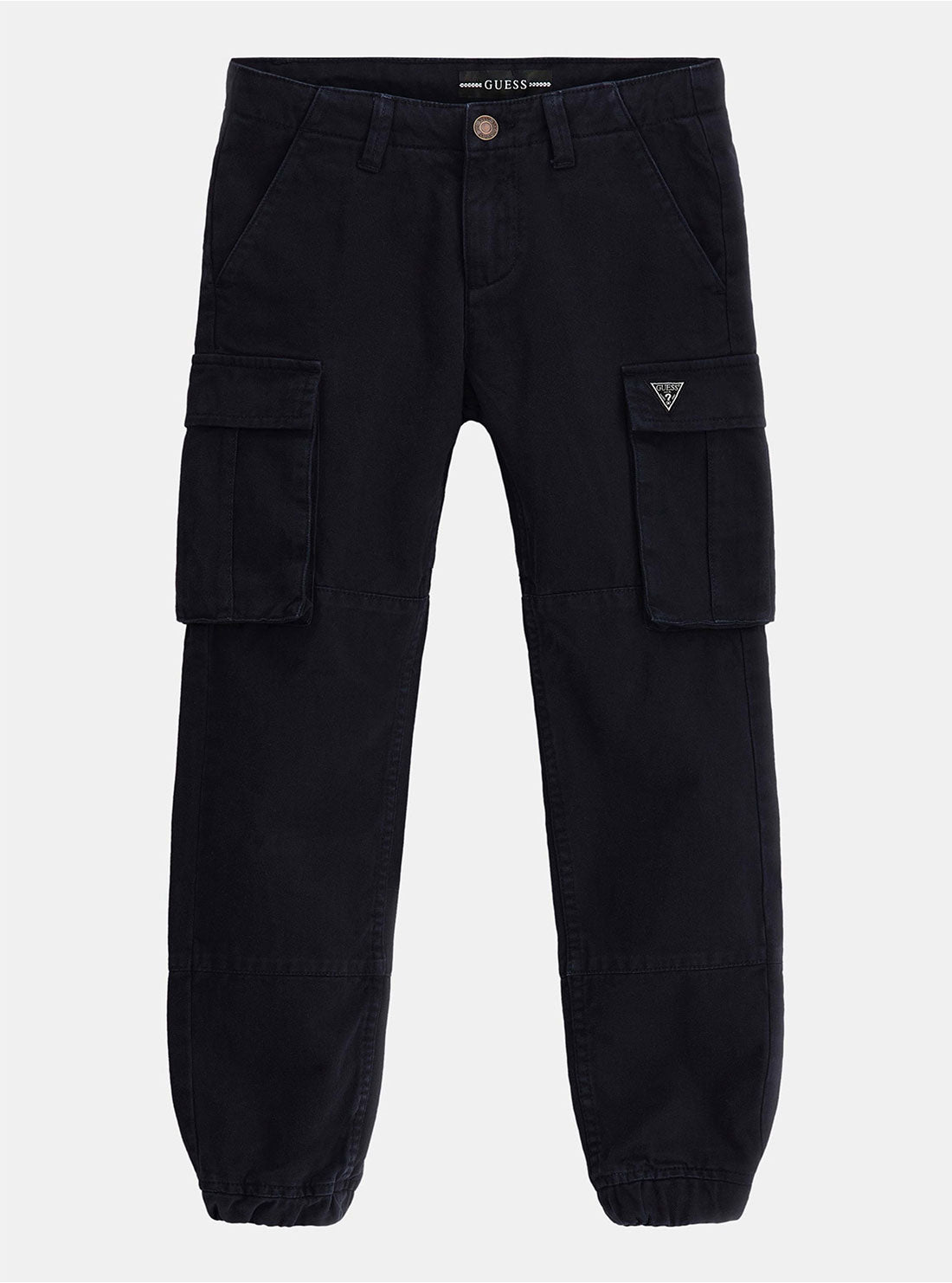 GUESS Navy Gabardine Cargo Pants (7-16) front view