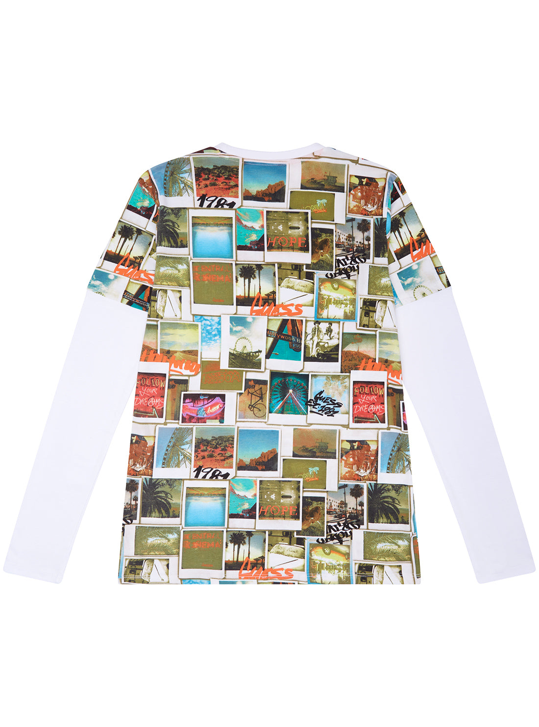 GUESS Photo Collage Long Sleeve T-Shirt (7-16) back view