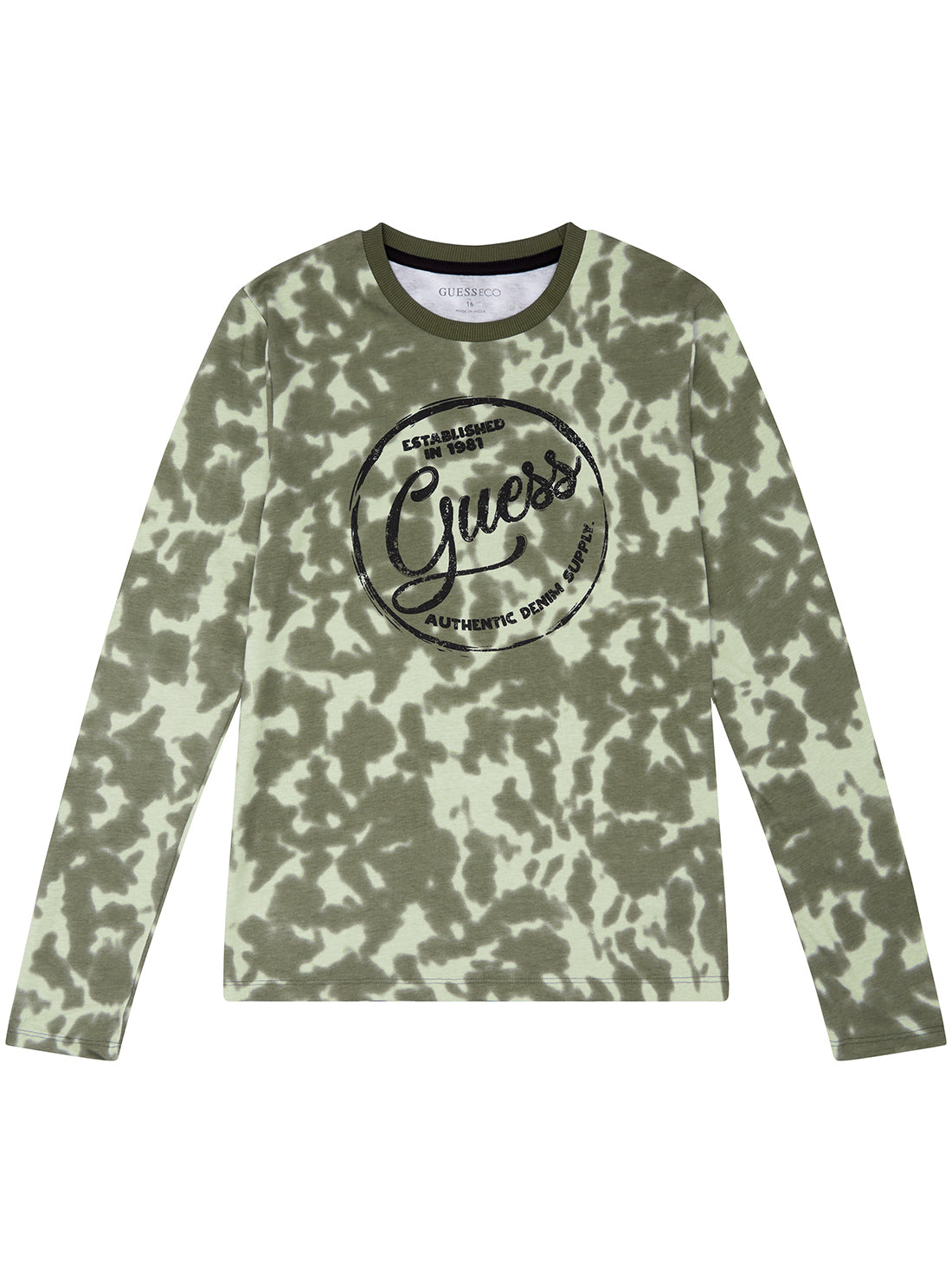 GUESS Green Long Sleeve T-Shirt (7-16) front view