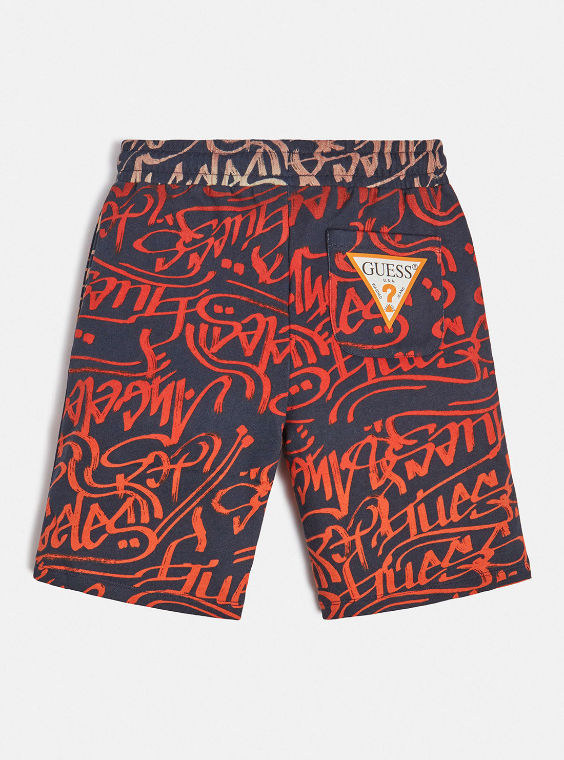 Boy's Orange Graphic Text Print Shorts (7-16) back view