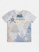 Boy's Blue Tile Print T-Shirt front view
