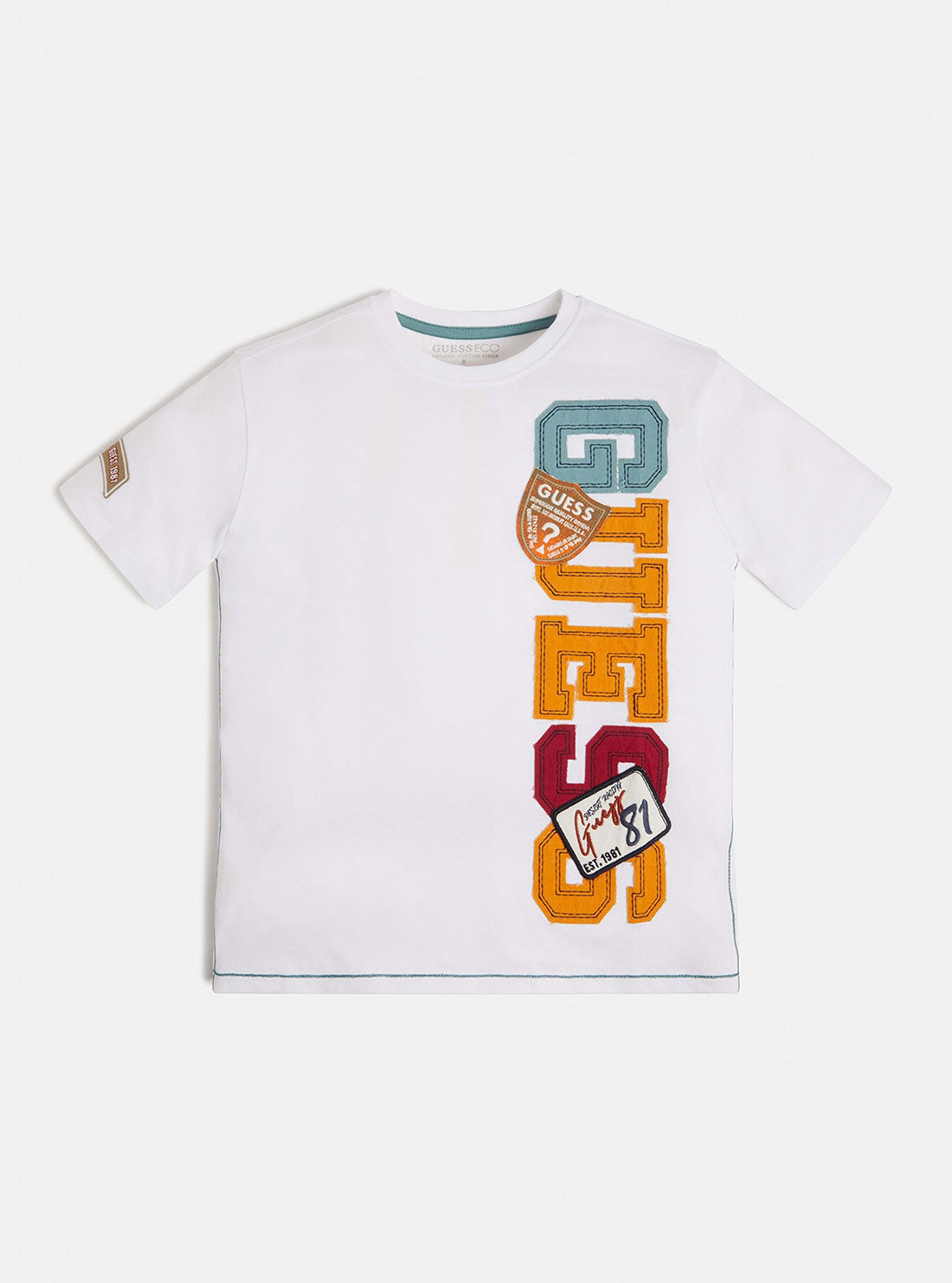 White Patch Logo T-Shirt | GUESS Kids | Front view