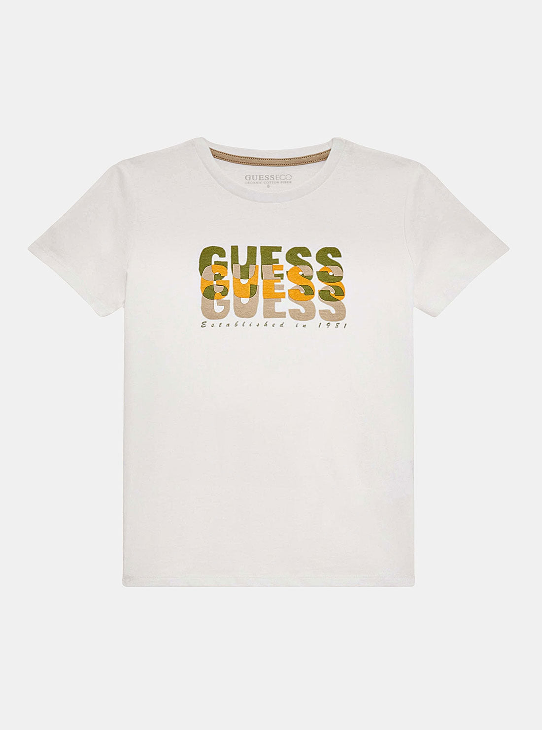 GUESS White Short Sleeve T-Shirt (7-16) front view