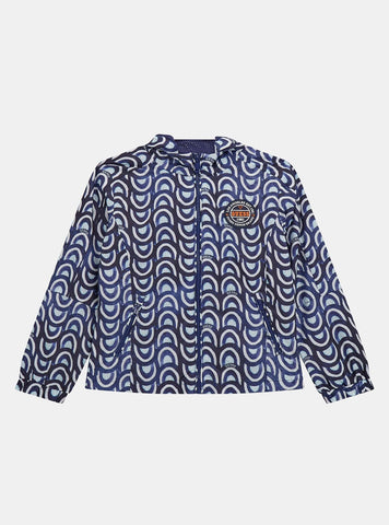 GUESS Blue Floral Tile Print Hooded Windbreaker (7-16) front view
