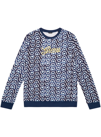 GUESS Navy Floral Tile Print Active Top (7-16) front view