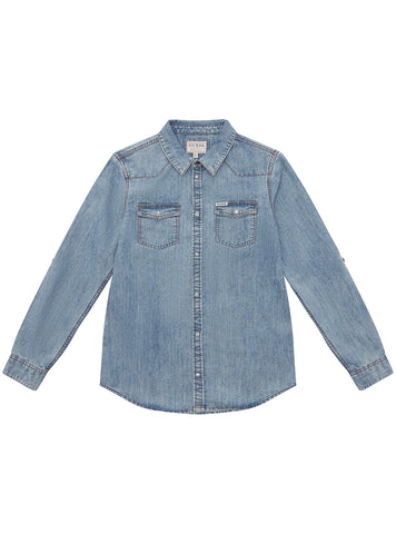 Blue Denim Long Sleeve Shirt (7-16)