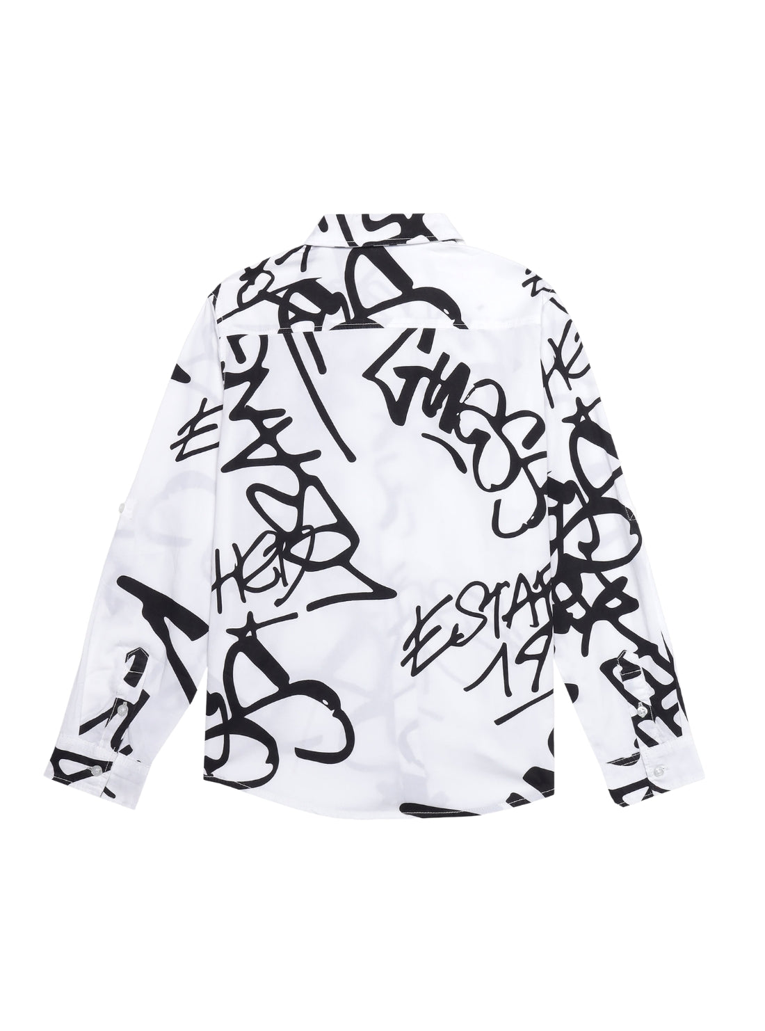 White Graffiti Print Long Sleeve Shirt (7-16) Back View