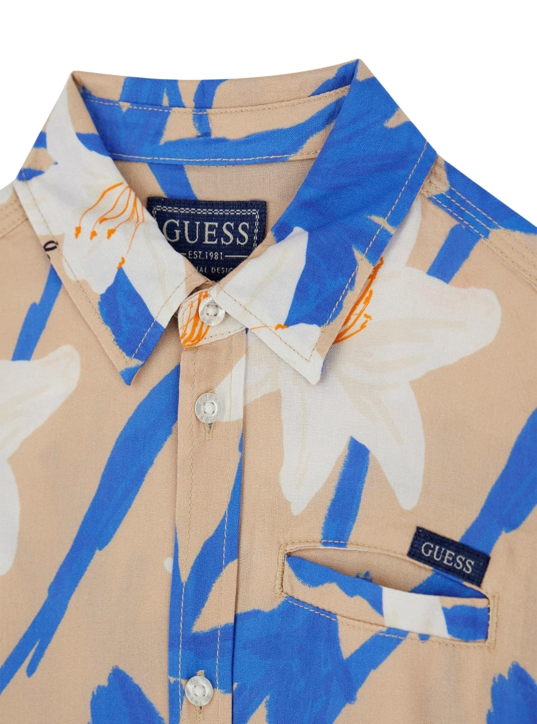 GUESS Kids Blue Viscose Floral Shirt (7-16) L5GH02WG5V0 Detail View