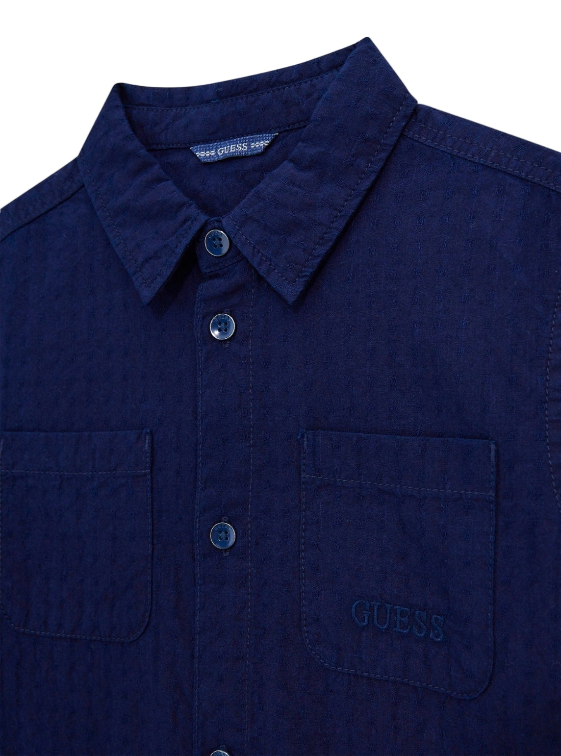 GUESS Kids Blue Dobby Short Sleeve Shirt (7-16) L5GH04WH6N0 Detail View