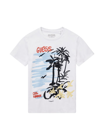 GUESS Kids Eco White Logo Graphic T-Shirt (7-16) L5GI05K8HM4 Front View