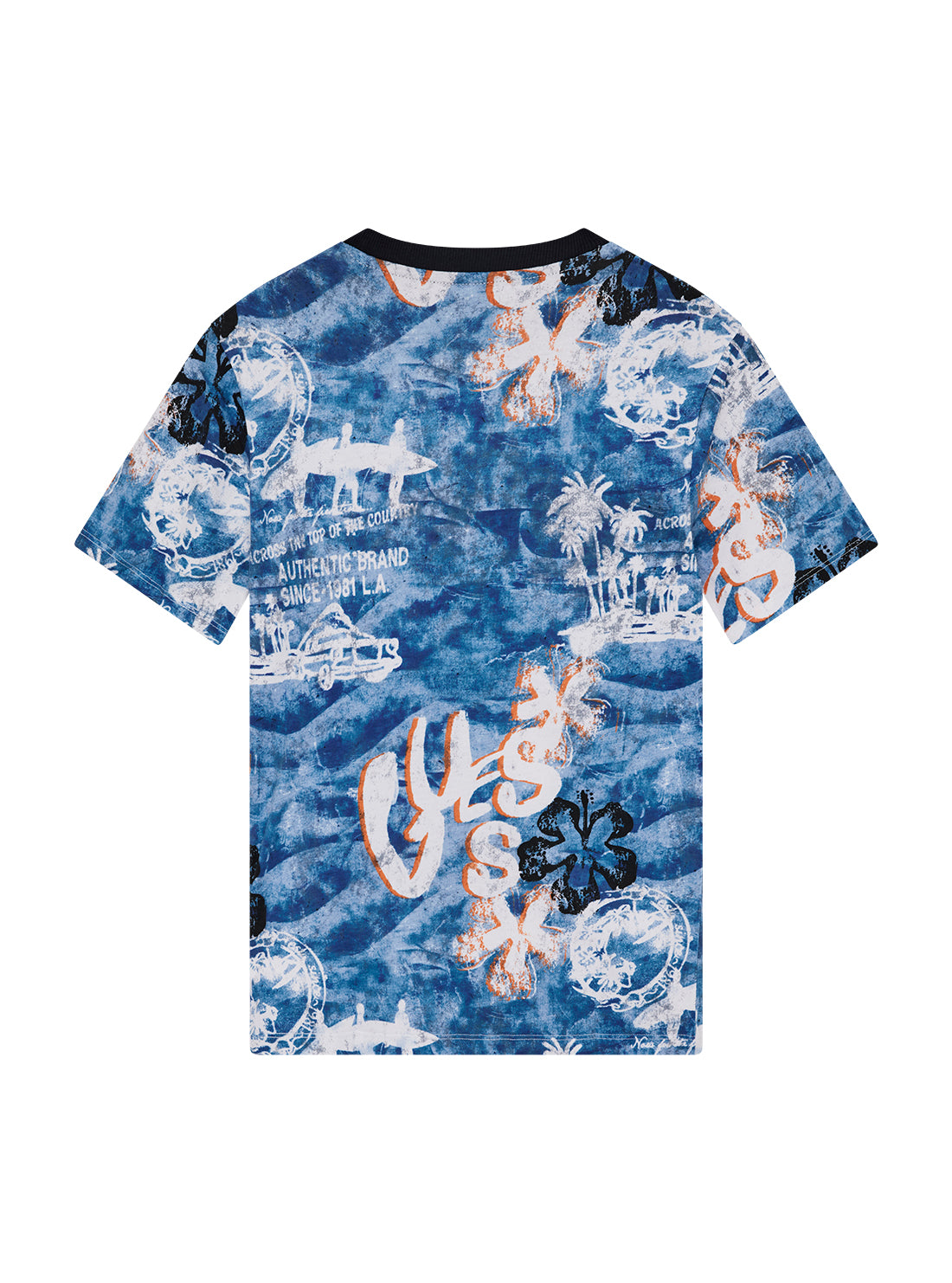 GUESS Kids Eco Blue Palm Print Oversized T-Shirt (7-16) L5GI21K8HM4 Back View