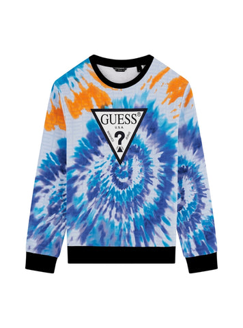 GUESS Kids Blue Tie Dye Junior Active Sweatshirt (7-16) Front View