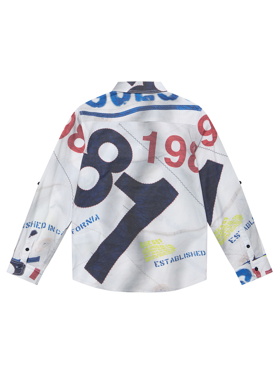 White Graphic Poplin Long Sleeve Shirt (7-16)