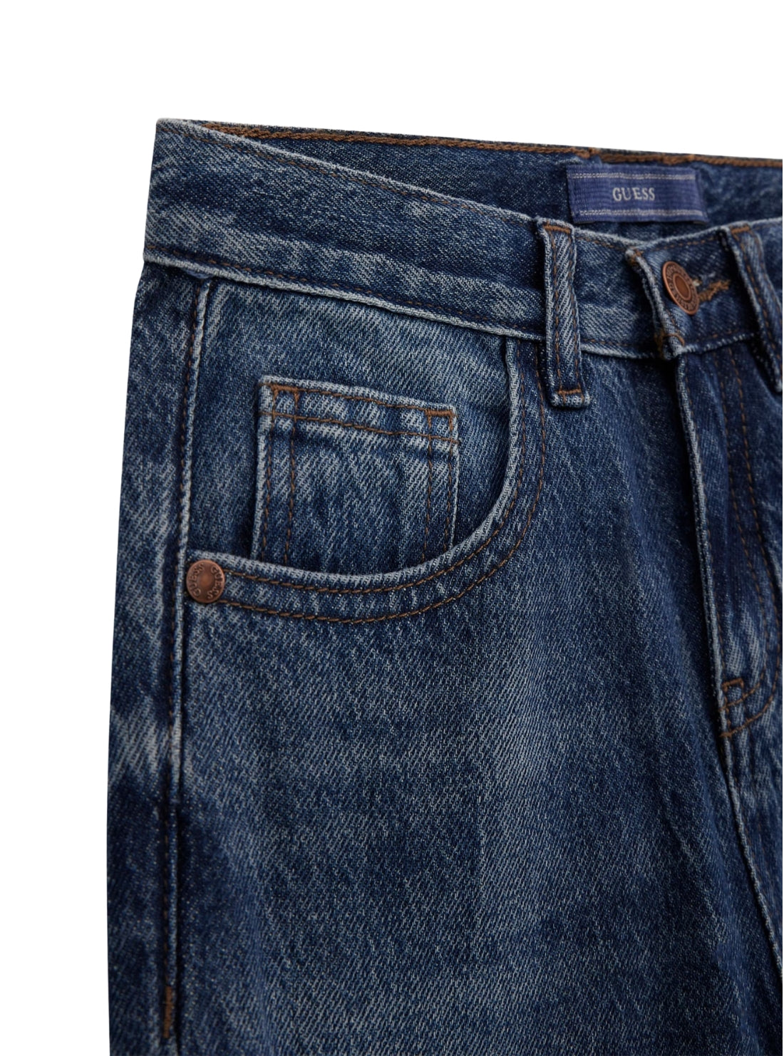 GUESS Kids Blue Rigid Denim Oversize Fit Cargo Pants (7-16) L5YA06D5D70 Detail View