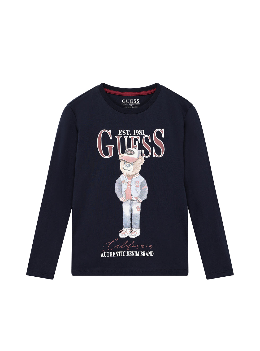 GUESS Kids Blue Long Sleeve Bear Graphic T-Shirt (7-16) L5YI30K8HM4 Front View
