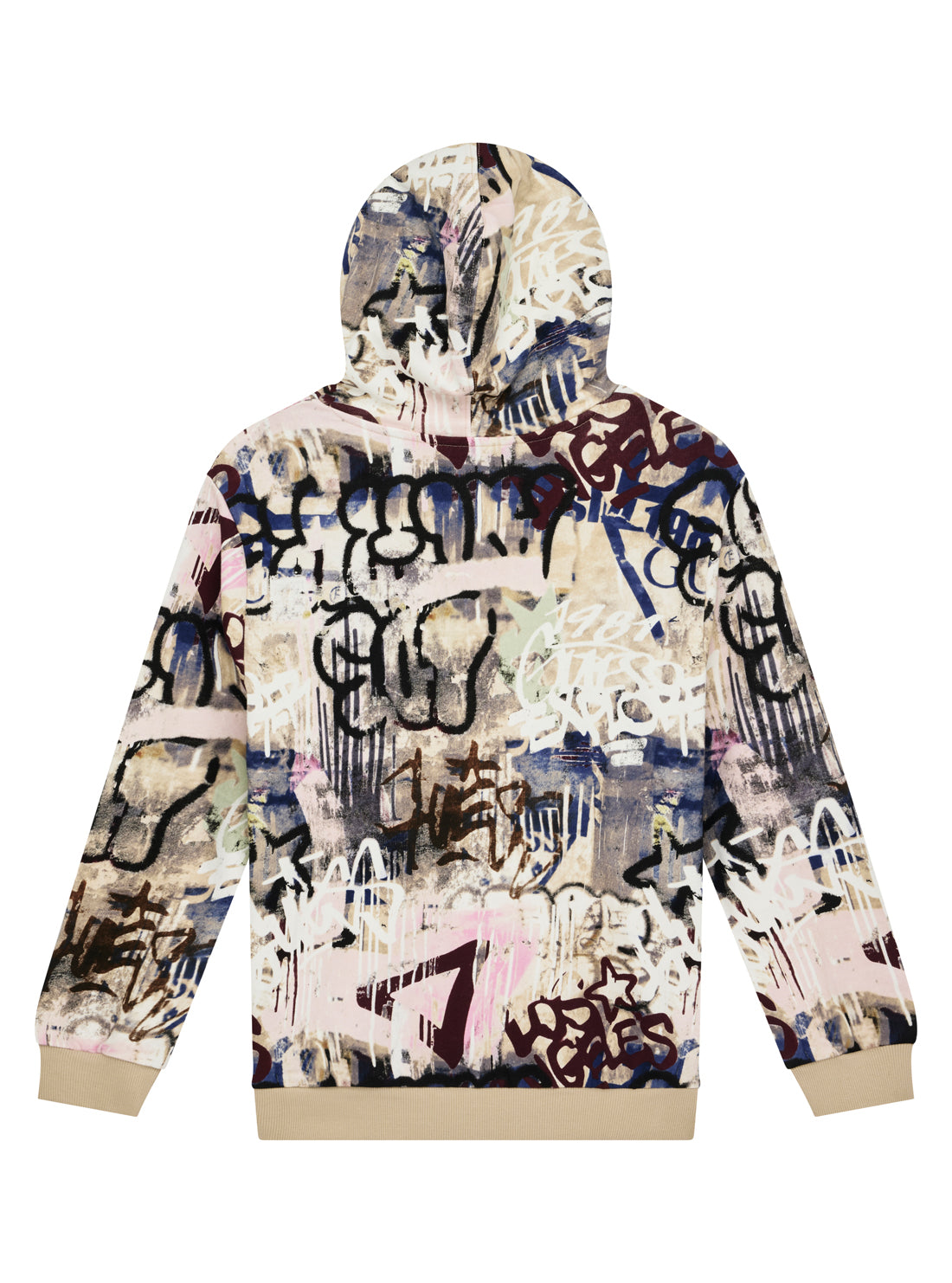 GUESS Kids Street Graffiti Print Hooded Active Top (7-16) L5YQ05KA6R4 Back View