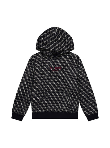 GUESS Kids Eco Blue Hooded Long Sleeve Active Top (7–16) L5YQ05KA6R4 Front View