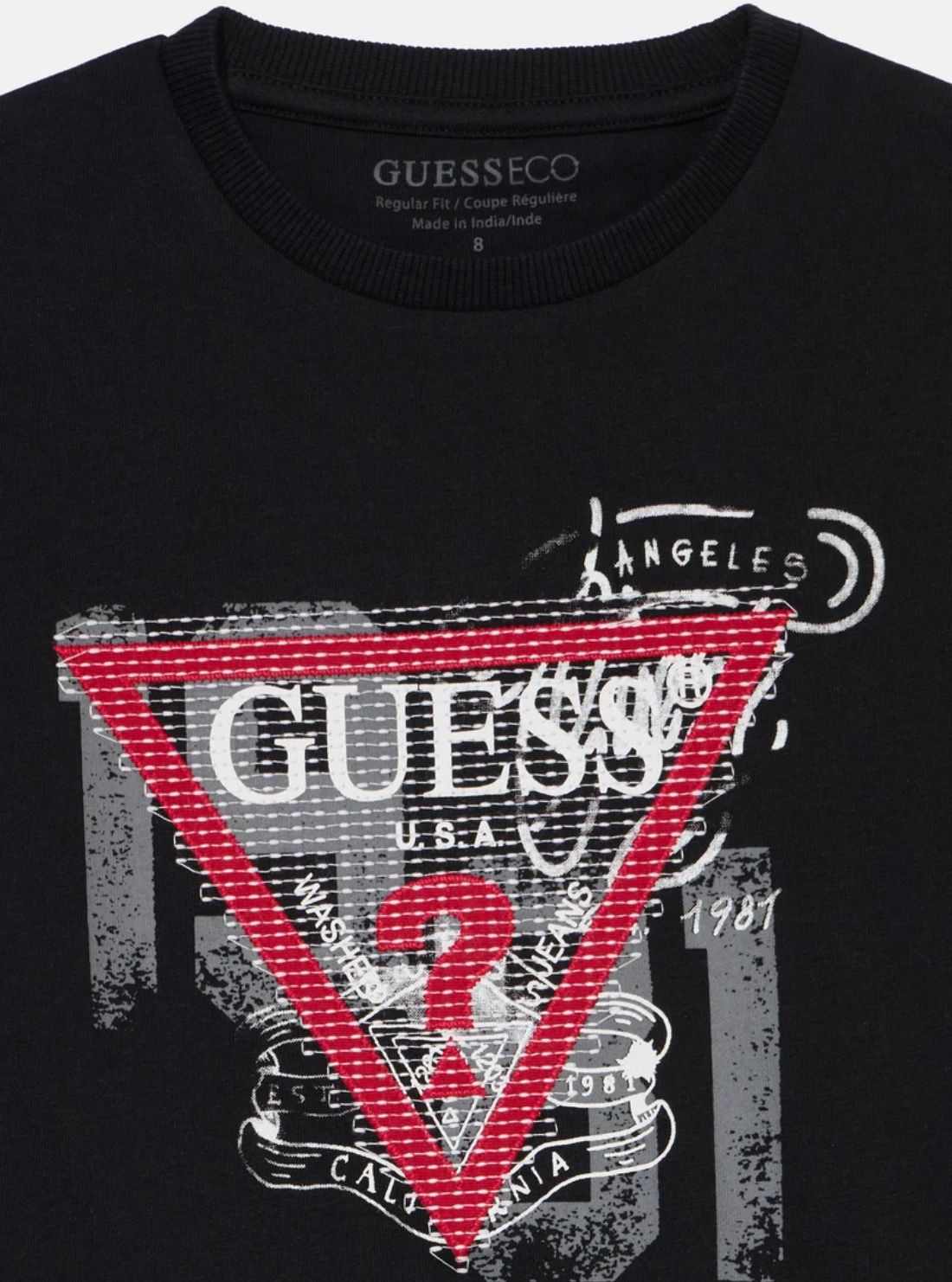 GUESS Kids Black Boxy Short Sleeve T-Shirt (7-16) L6BI37K8006 Detail View