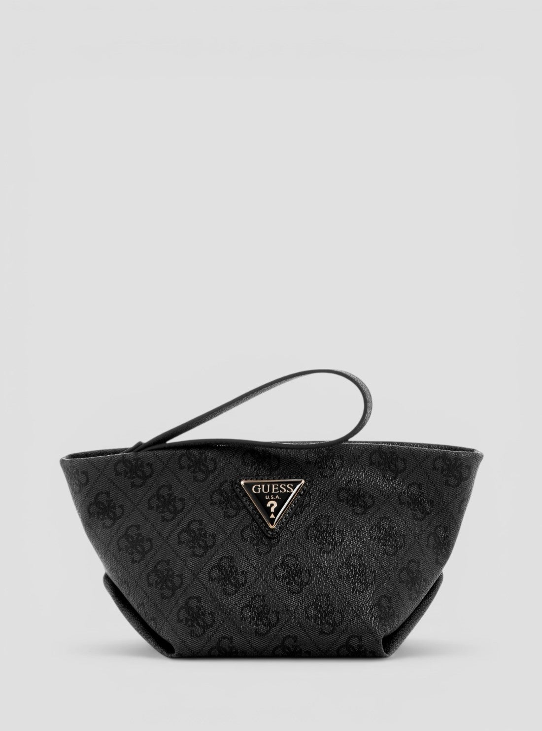 GUESS Accessories Black Logo Helina Top Zip Cosmetic Pouch LB9640005 Front View