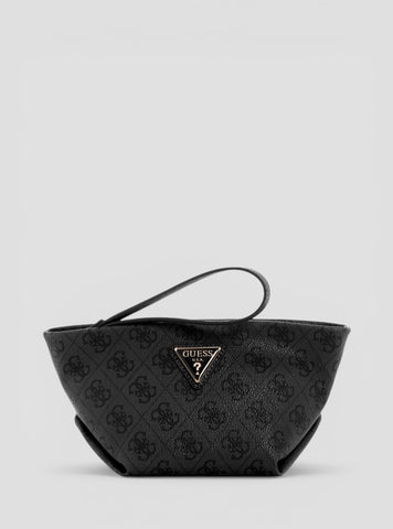 GUESS Accessories Black Logo Helina Top Zip Cosmetic Pouch LB9640005 Front View