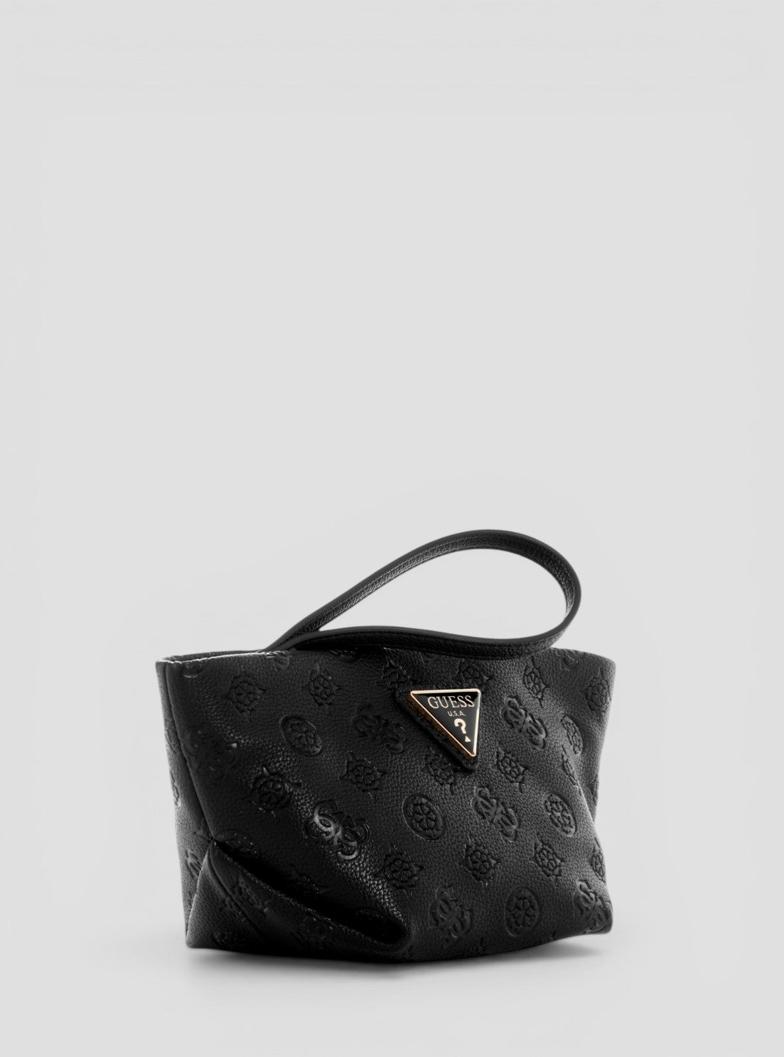 GUESS Accessories Black Logo Helina Top Zip Cosmetic Pouch DP9640005 Side View