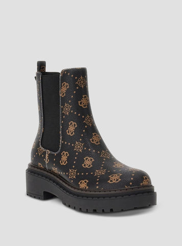 GUESS Womens Black Brown Logo Leannaa Ankle Boots LEANNAA Side View
