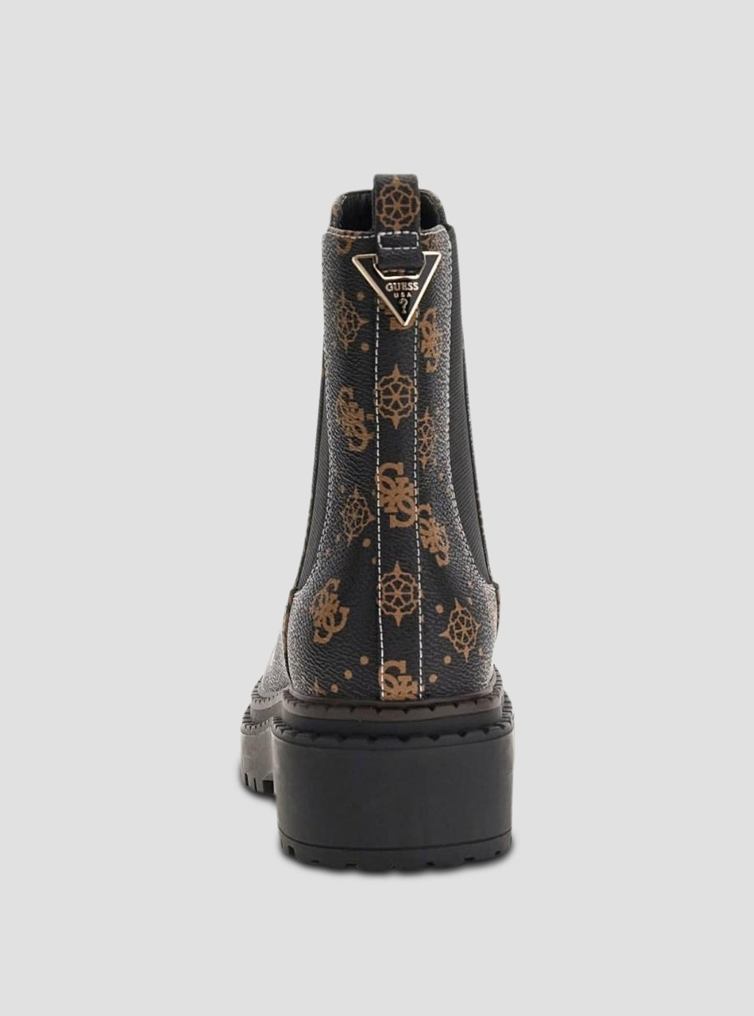 GUESS Womens Black Brown Logo Leannaa Ankle Boots LEANNAA Back View