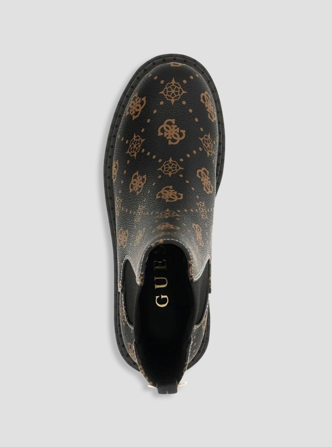 GUESS Womens Black Brown Logo Leannaa Ankle Boots LEANNAA Top View