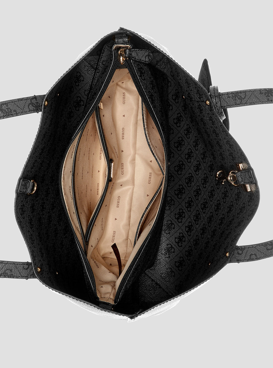 GUESS Womens Black Logo Brenton Tote Bag LG964823 Inside View