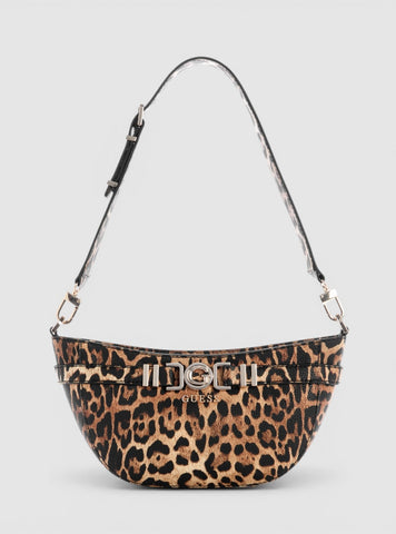 GUESS Womens Leopard Print Cirene Shoulder Bag LG966818 Front View