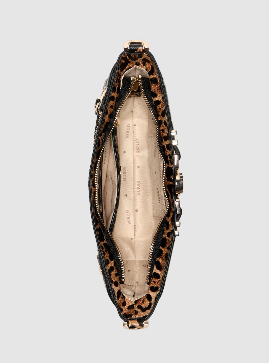 GUESS Womens Leopard Print Cirene Shoulder Bag LG966818 Inside View