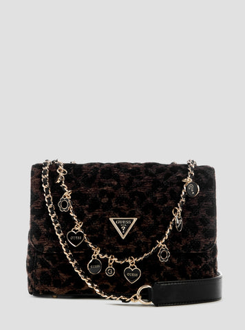 GUESS Womens Dark Leo Giully II Convertible Flap Bag LG967320 Front View