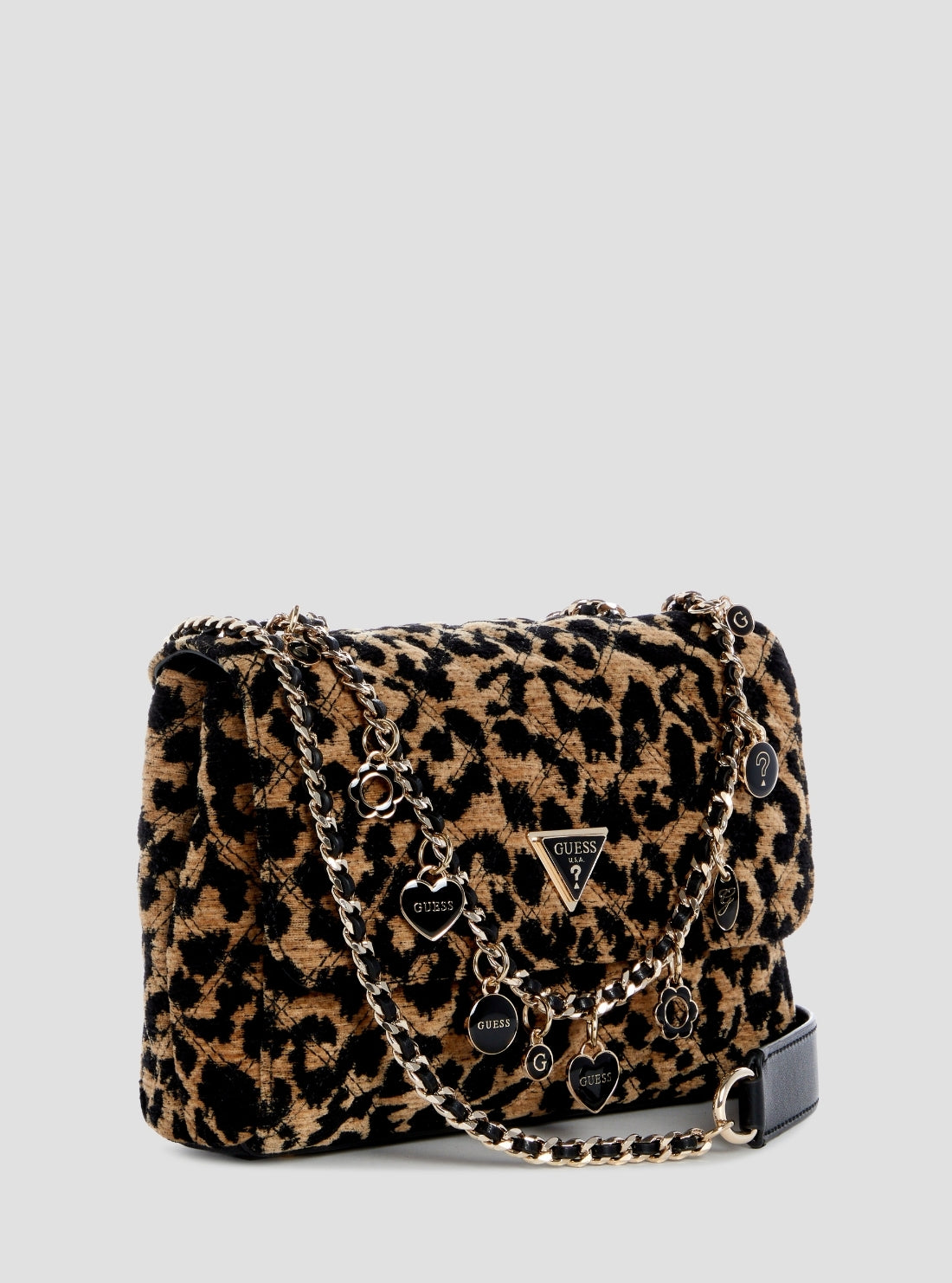 GUESS Womens Leopard Print Giully 2 Convertible Flap Bag LG967320 Side View