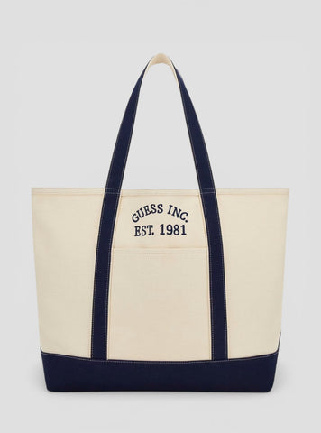 GUESS Womens Natural Blue Summerline Large Tote Bag LN9872024 Front View