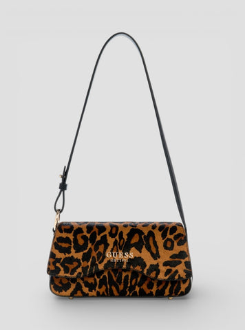 GUESS Womens Leopard Domitilla Flap Shoulder Bag LO752978 Front View