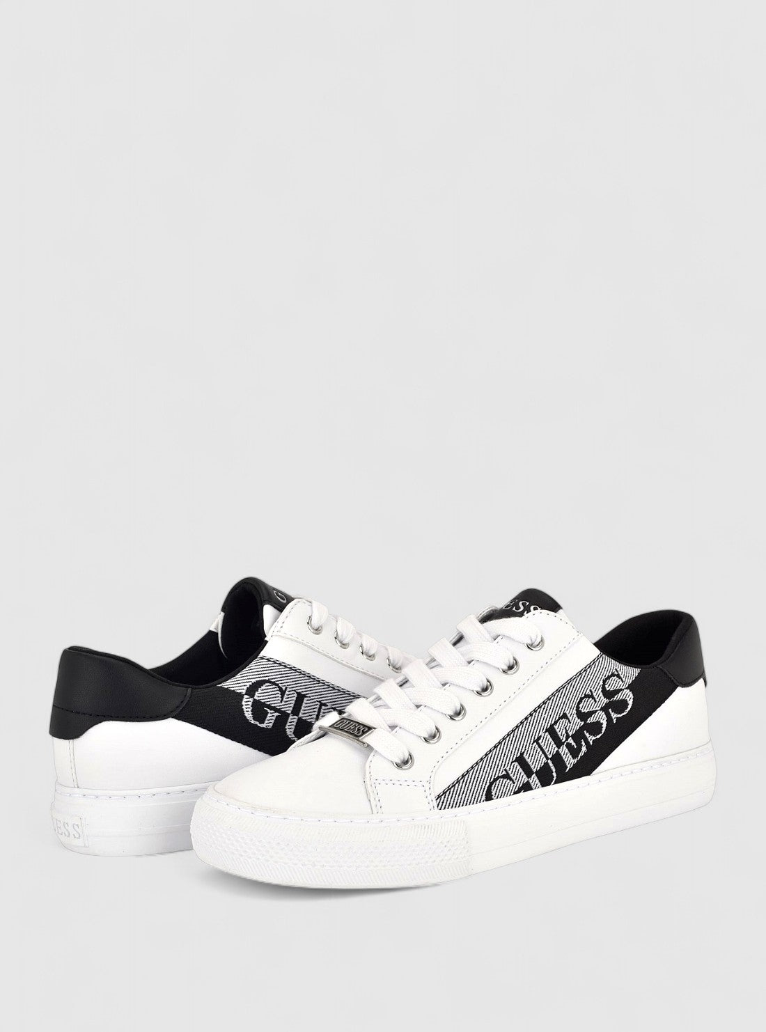GUESS Womens White Black Lovela Sneakers LOVELA Front Side View