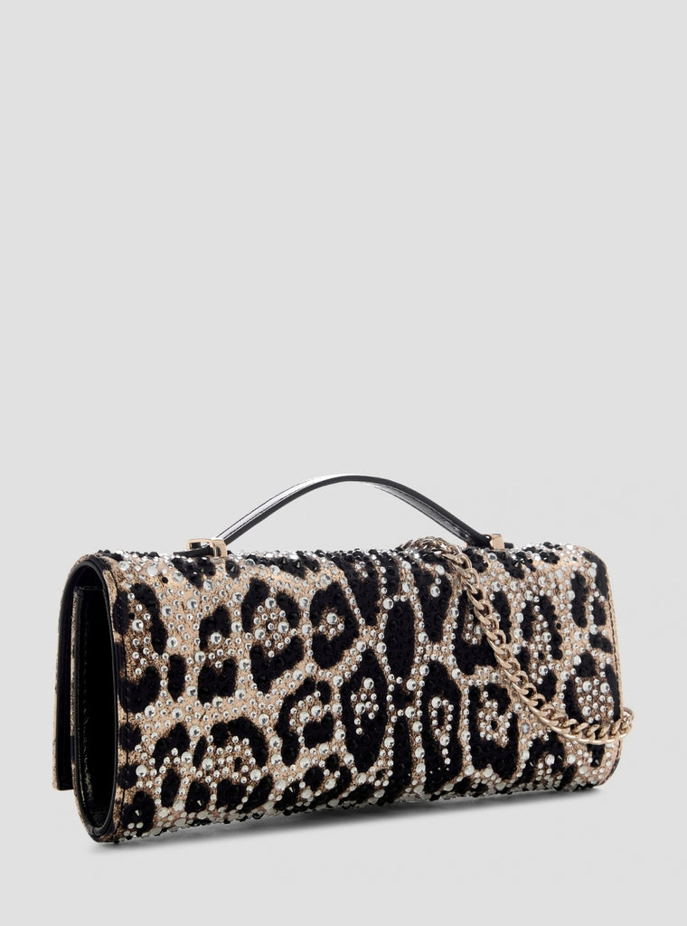 Leopard Tasmin Top Handle Clutch Bag | GUESS