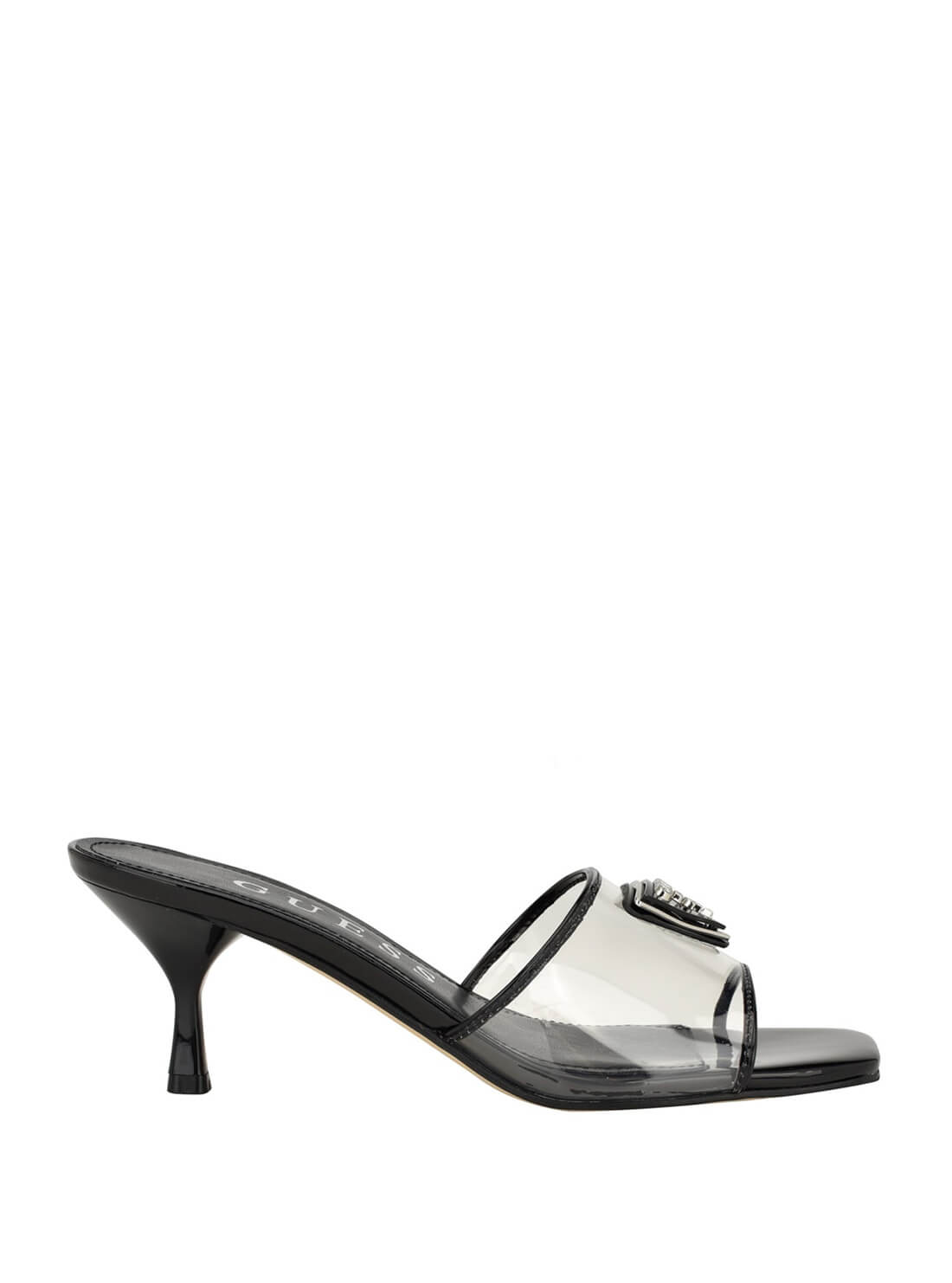 Black Lusie Clear Kitten Heels | GUESS Women's Footwear | side view
